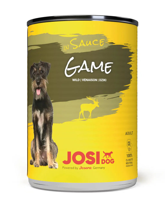 Can of JosiDog game in sauce for dogs on a white background by josera lebanon