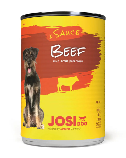 Can of JosiDog beef in sauce for dogs on a white background by josera lebanon