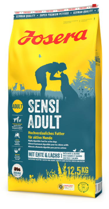 Bag of Josera Sensi Adult dog food on a white background