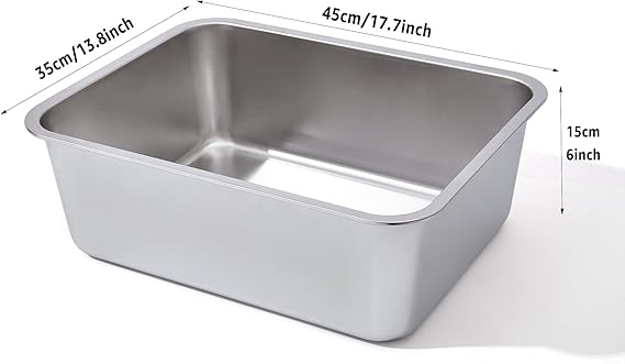 Open / high-sided stainless steel litter box