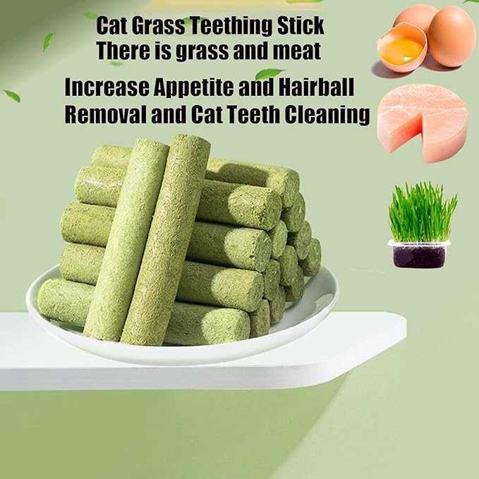 Kittygreen Stick, Cat Grass Teething Stick, Berdexa Cat Grass Teething Stick, Cat Treats Catnip, Natural Cat Grass Sticks for Indoor Cat - Promotes Digestive Health & Increases Appetite