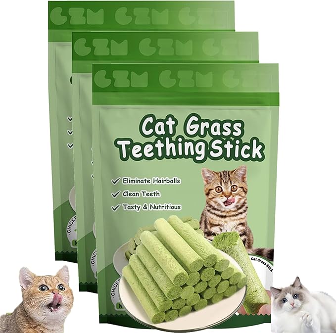 Kittygreen Stick, Cat Grass Teething Stick, Berdexa Cat Grass Teething Stick, Cat Treats Catnip, Natural Cat Grass Sticks for Indoor Cat - Promotes Digestive Health & Increases Appetite