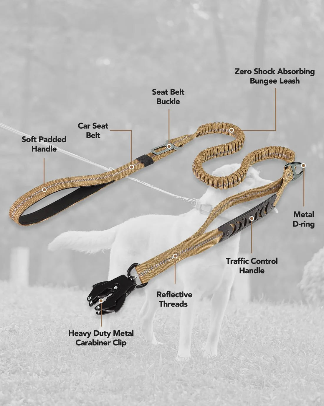 Tactical Dog Leash with 2 Padded Handle