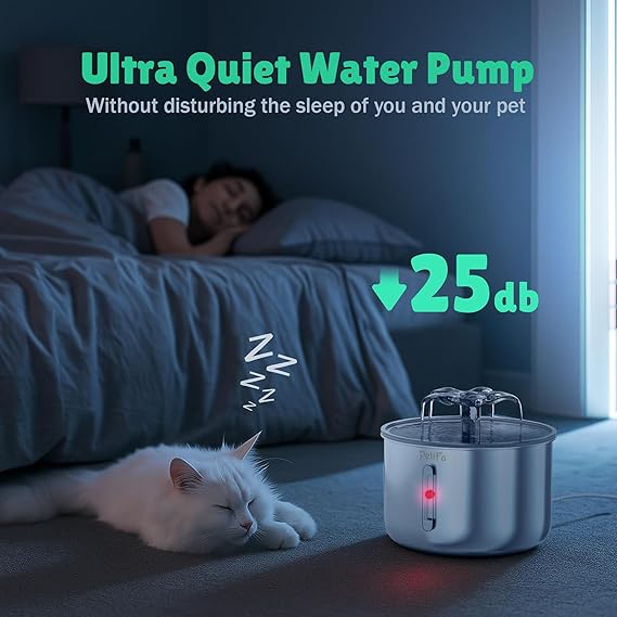 Stainless Steel Flower Pet Water Fountain – Ultra Quiet, 2L Capacity
