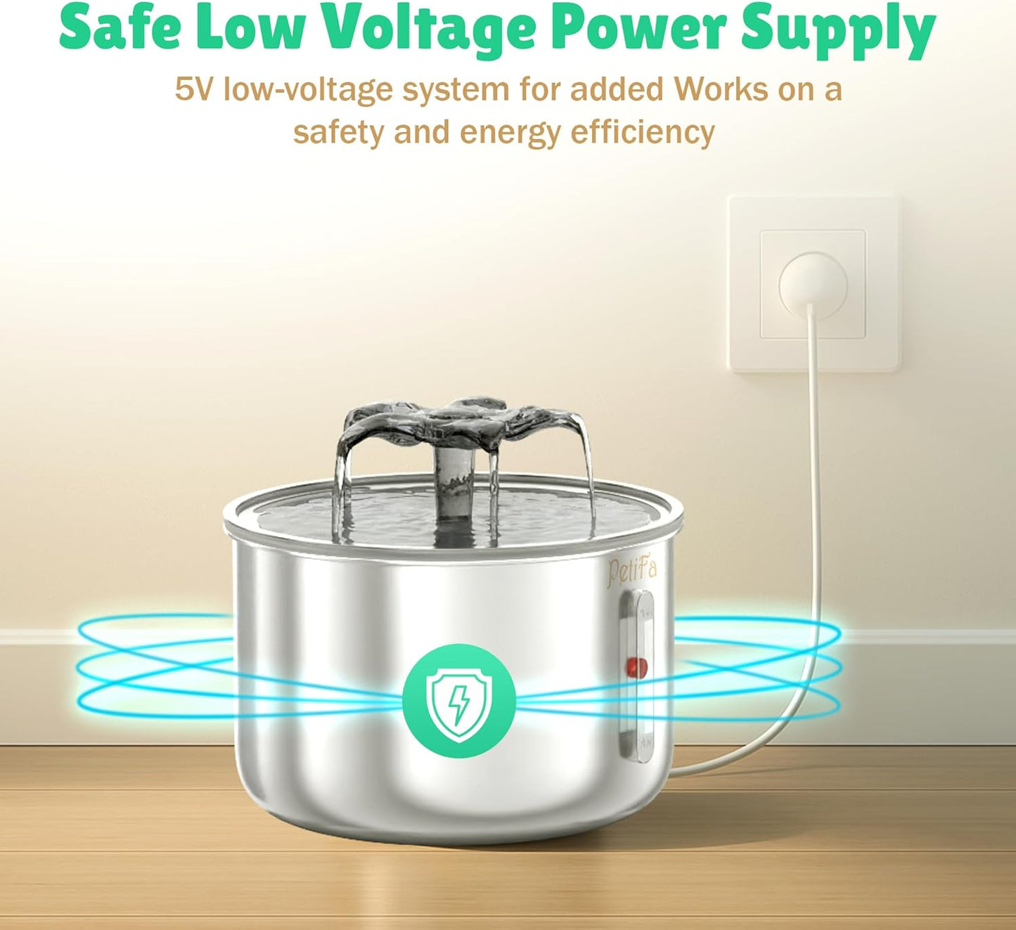 Stainless Steel Flower Pet Water Fountain – Ultra Quiet, 2L Capacity