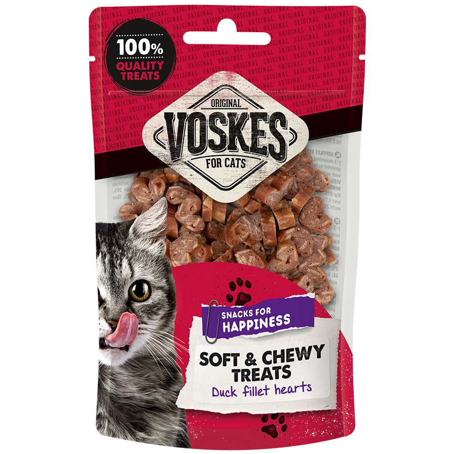 Voskes cat treats packaging with a cat on the side on a white background