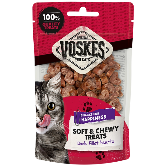 Voskes cat treats packaging with a cat on the side on a white background