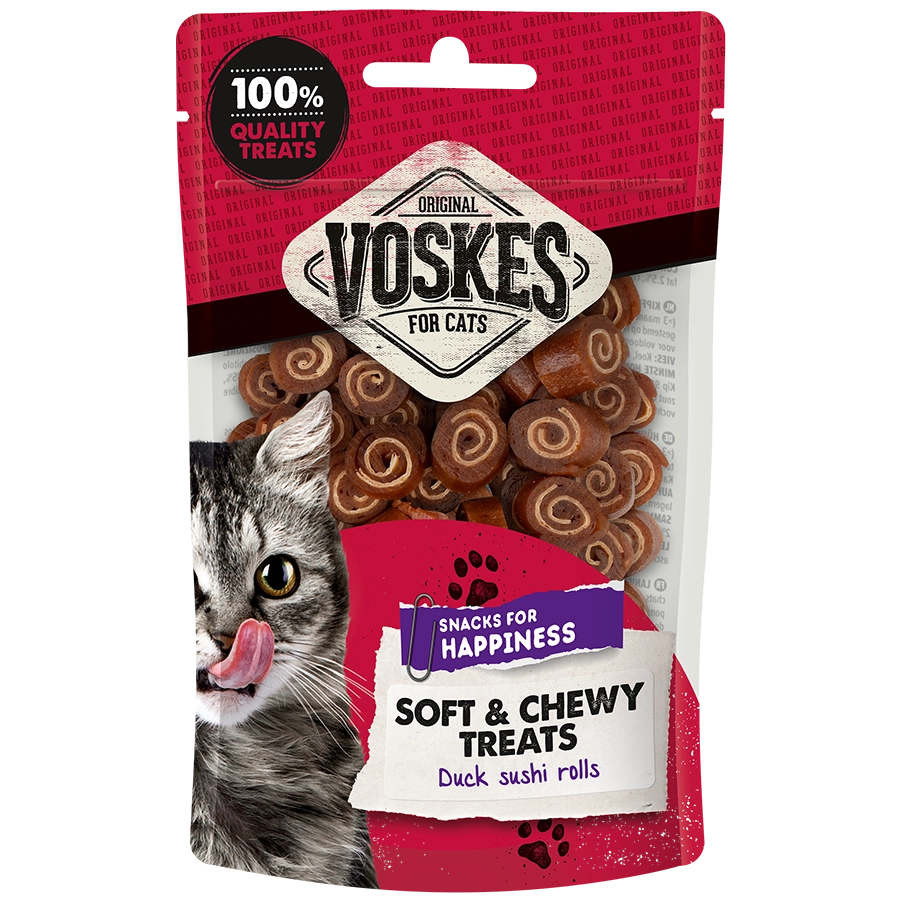 Voskes cat treats packaging with a cat on a white background