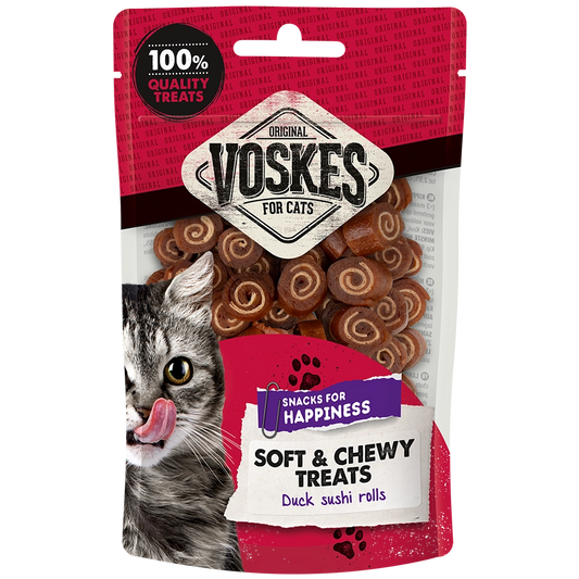 Voskes cat treats packaging with a cat on a white background
